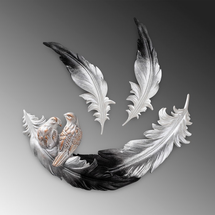 Aberto Design Love Birds - 1 Accesorio decorativo de pared Blanco y Negro